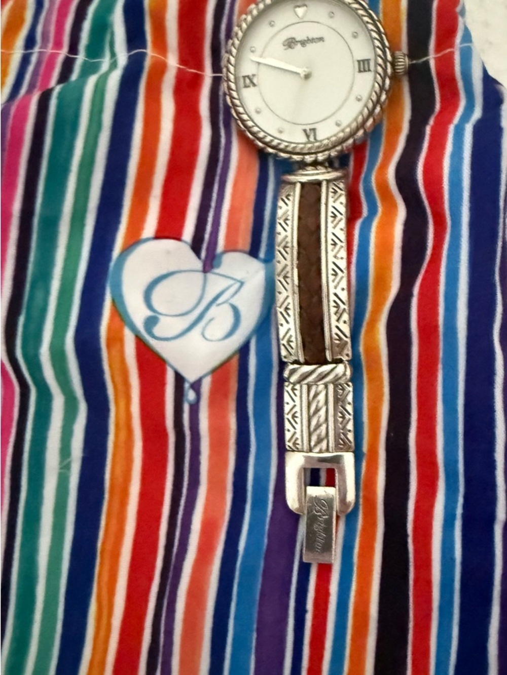 Brighton Watch Capistrano Silver Toned Brown Leather Braided Inlay Southwestern - Picture 15 of 15